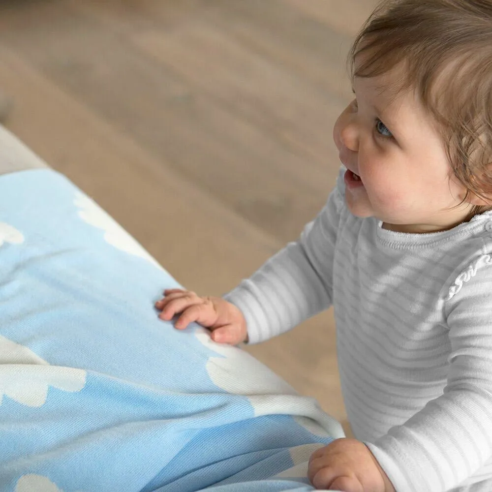 Weegoamigo - Cotton Knitted Blanket - Sky High Summer Blue