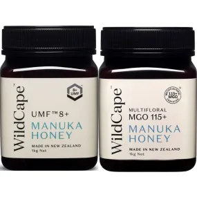 Wildcape Manuka Honey UMF 8  1kg & MGO 115  1kg Bundle