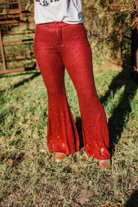 Wine Sequin Pants