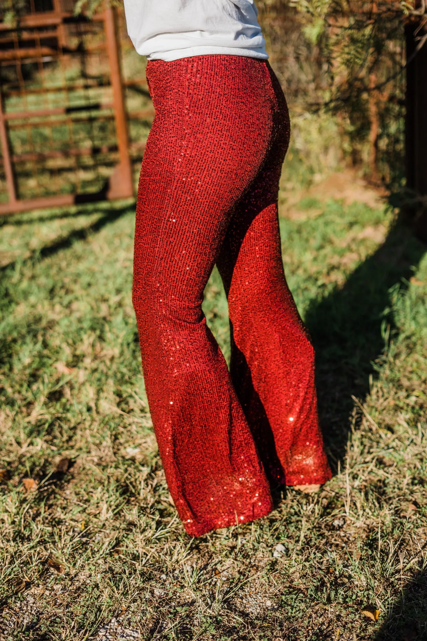 Wine Sequin Pants