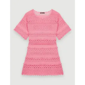 Women Crochet Knit Dress - Pink