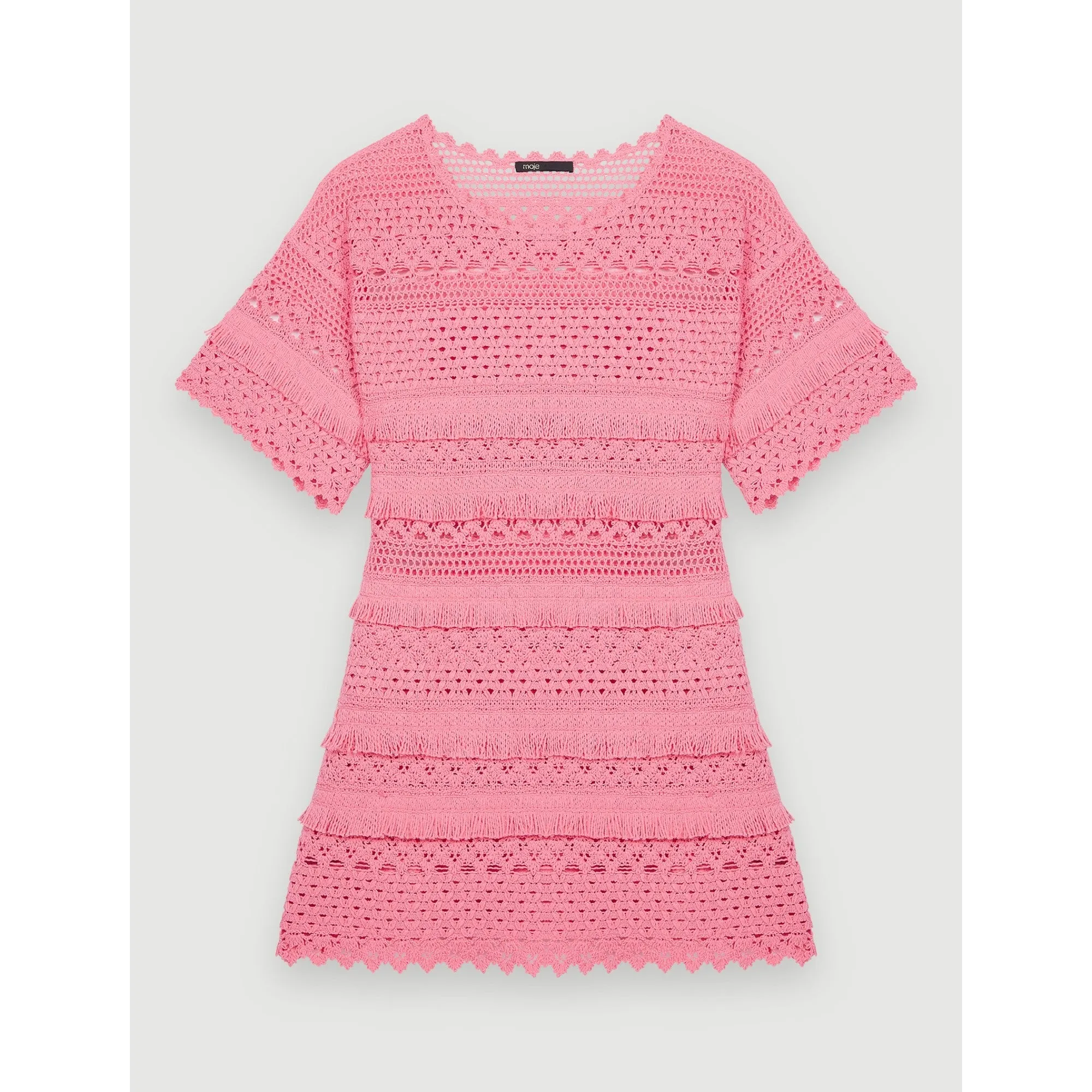 Women Crochet Knit Dress - Pink