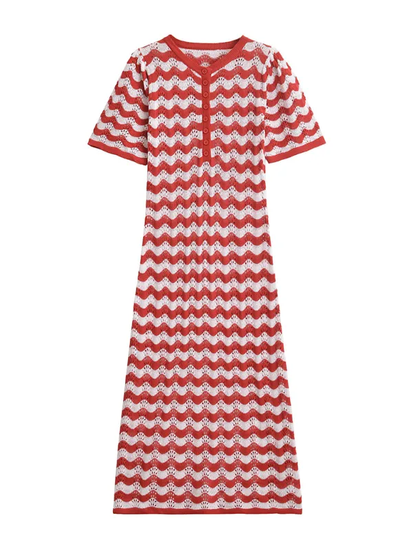 Zigzag Crochet Midi Dress
